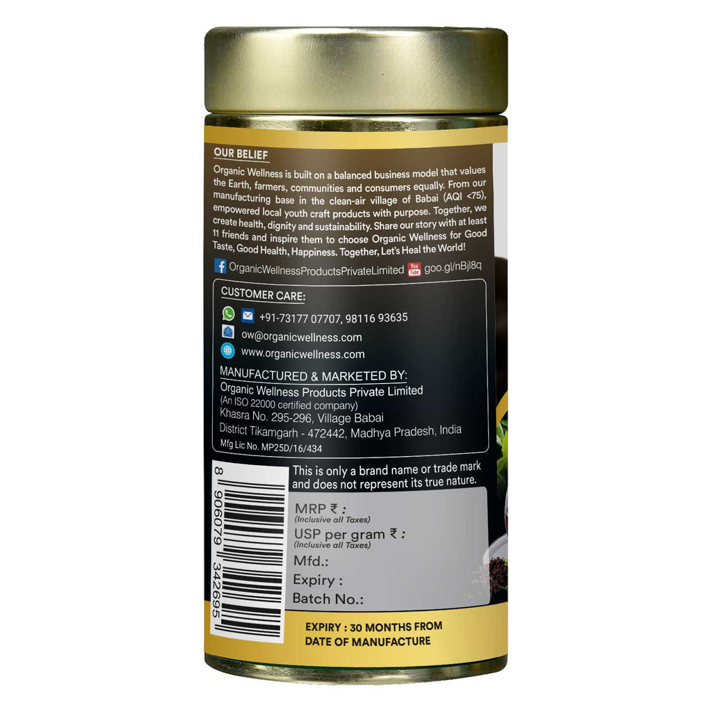 Organic Wellness Black Label Assam Tea | Premium Orthodox Assam Black Tea with Tulsi, Ginger, Cardamom, Mulethi & Ashwagandha | Loose Leaf Black Tea | Rich, Bold Flavour | Natural Antioxidants | 100g