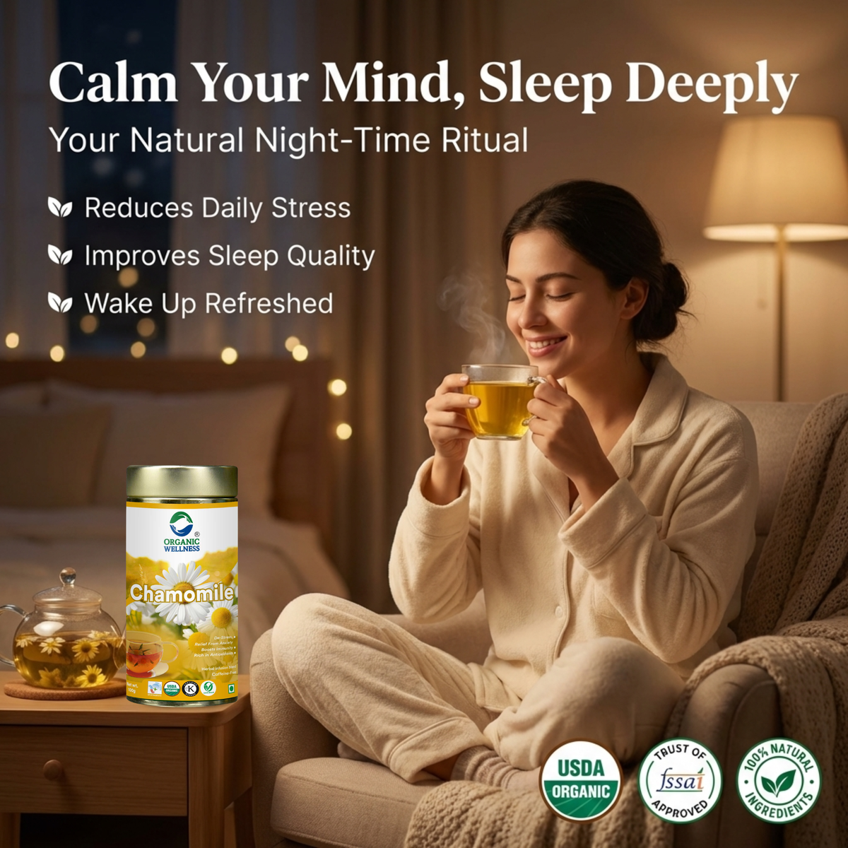 Organic Wellness Blossom Chamomile 100 grams Tin Pack