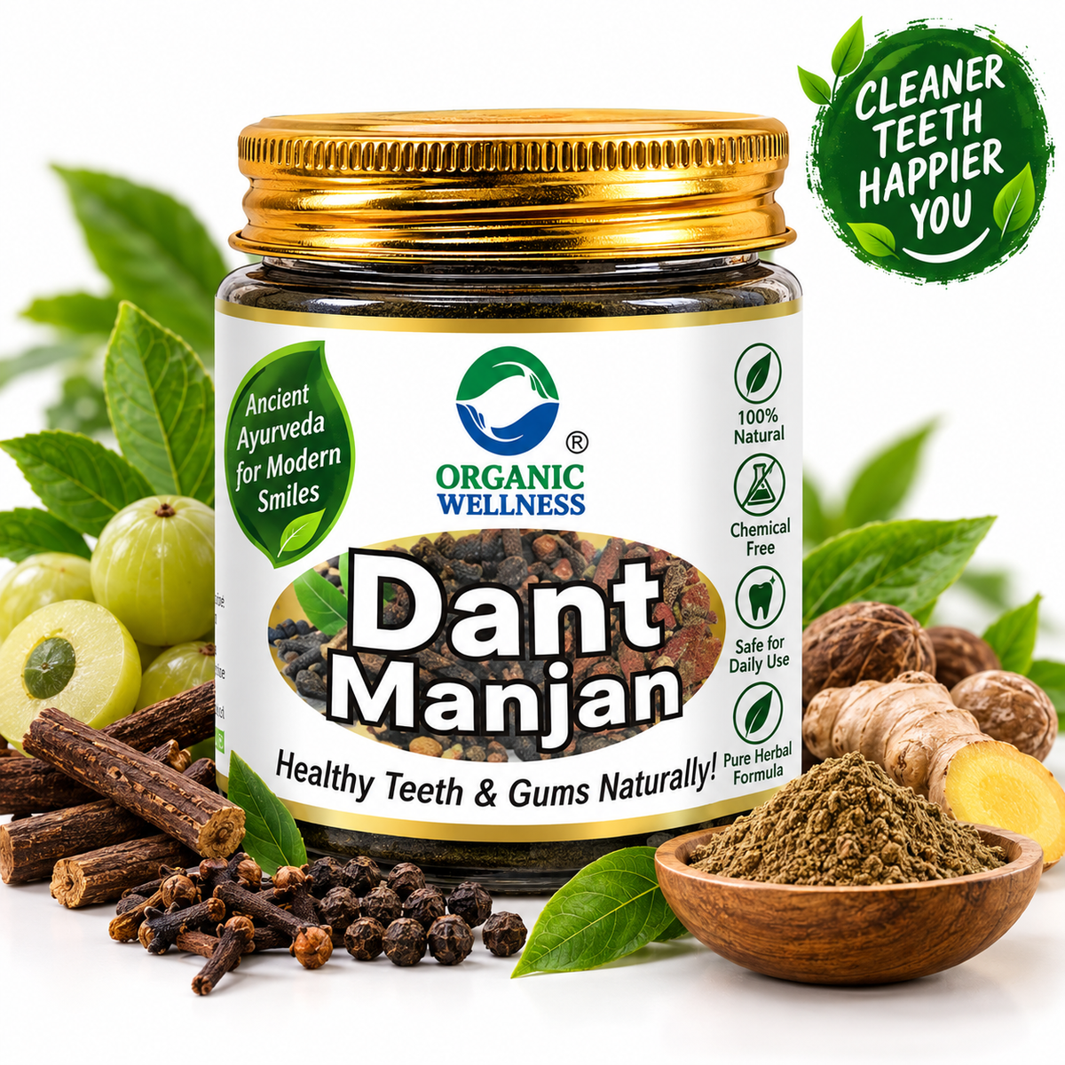 Organic Wellness Dant Manjan 50 Gram Bottle