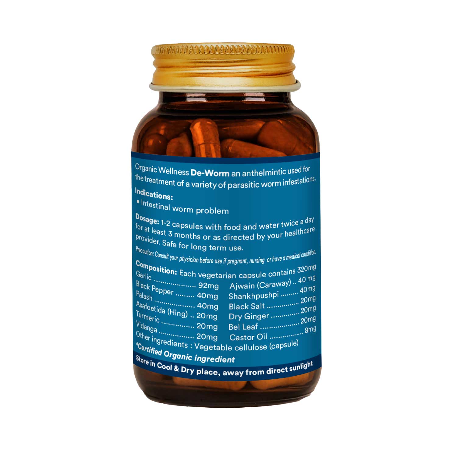 Organic Wellness De Worm 90 Vegetarian Capsules
