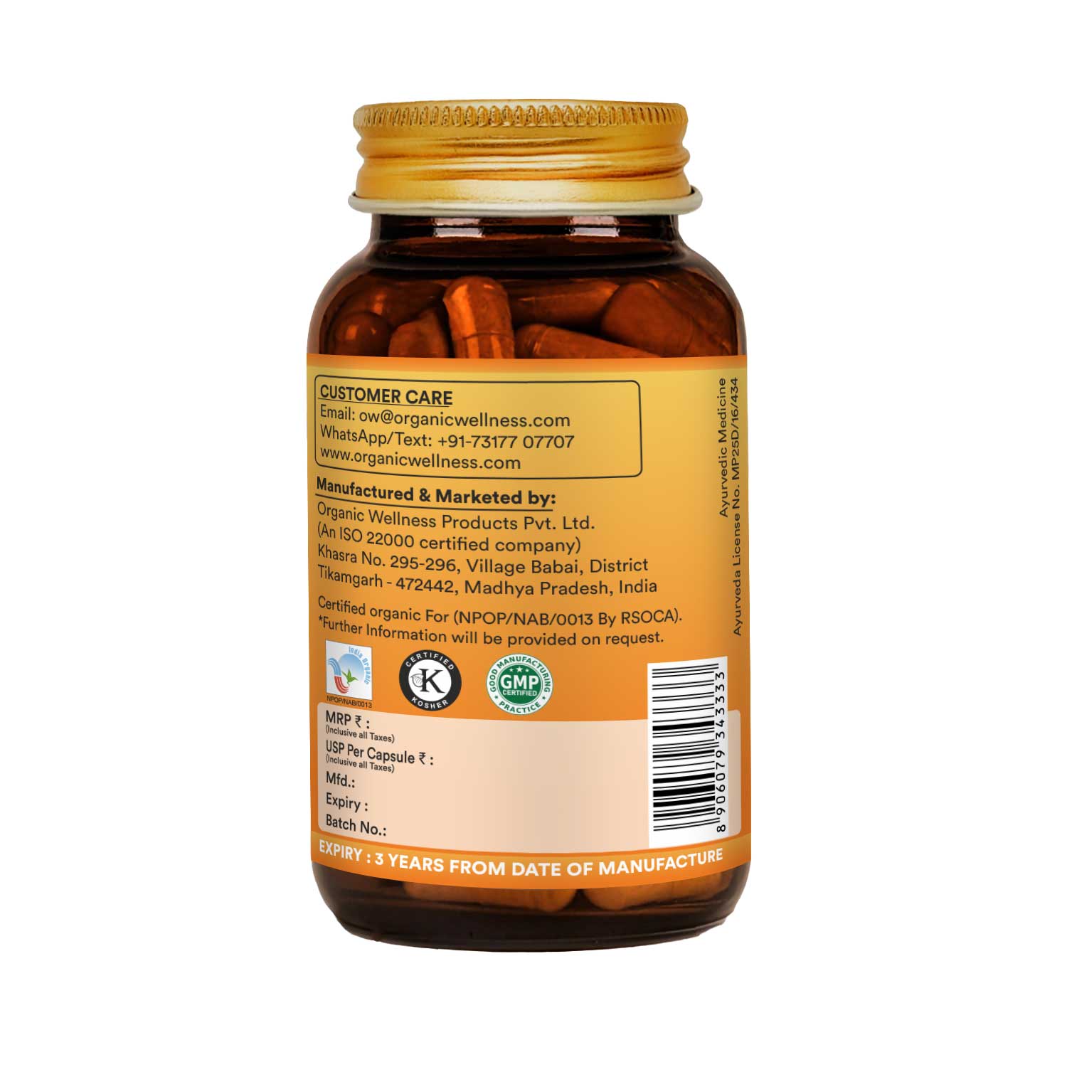 Organic Wellness Kalmegh 90 Vegetarian Capsules