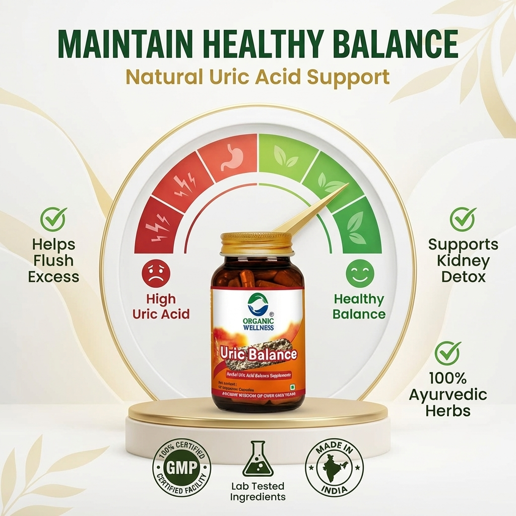 Organic Wellness Uric Balance for Controls High Uric Acid || Joint Pain Problems || Kidney Health Support || Cleanses Uric Acid (90 N Veg Capsules)