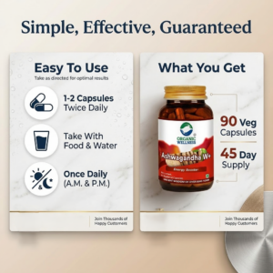 Ashwagandha | Certified Ashwagandha | For Immunity, Stress Relief & General Wellness | 90 Capsule Bottle