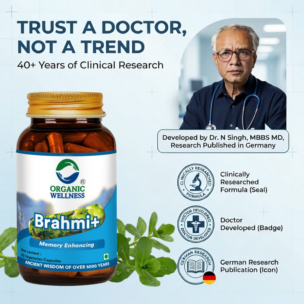Organic Wellness Brahmi+ 90 Capsules II Memory Booster